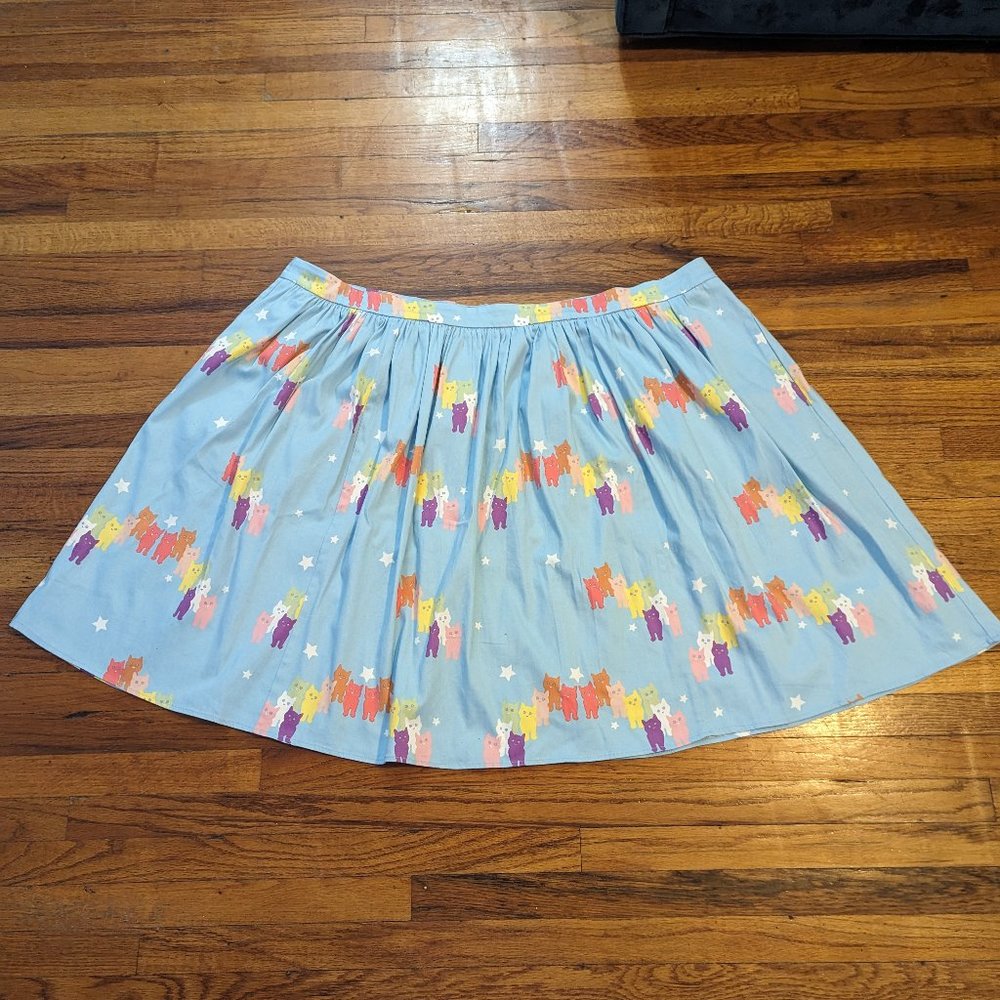Collectif for Modcloth Pastel Rainbow Cat Swing Skirt US 26/UK 30
